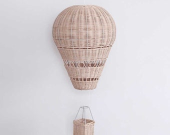 Woven Handmade Rattan Hot Air Balloon with Basket | Hanging Decor | Nordic style Kids Room Decor