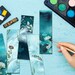 Printable Bookmarks "flowers in Water", Digital Download, Turquoise ...