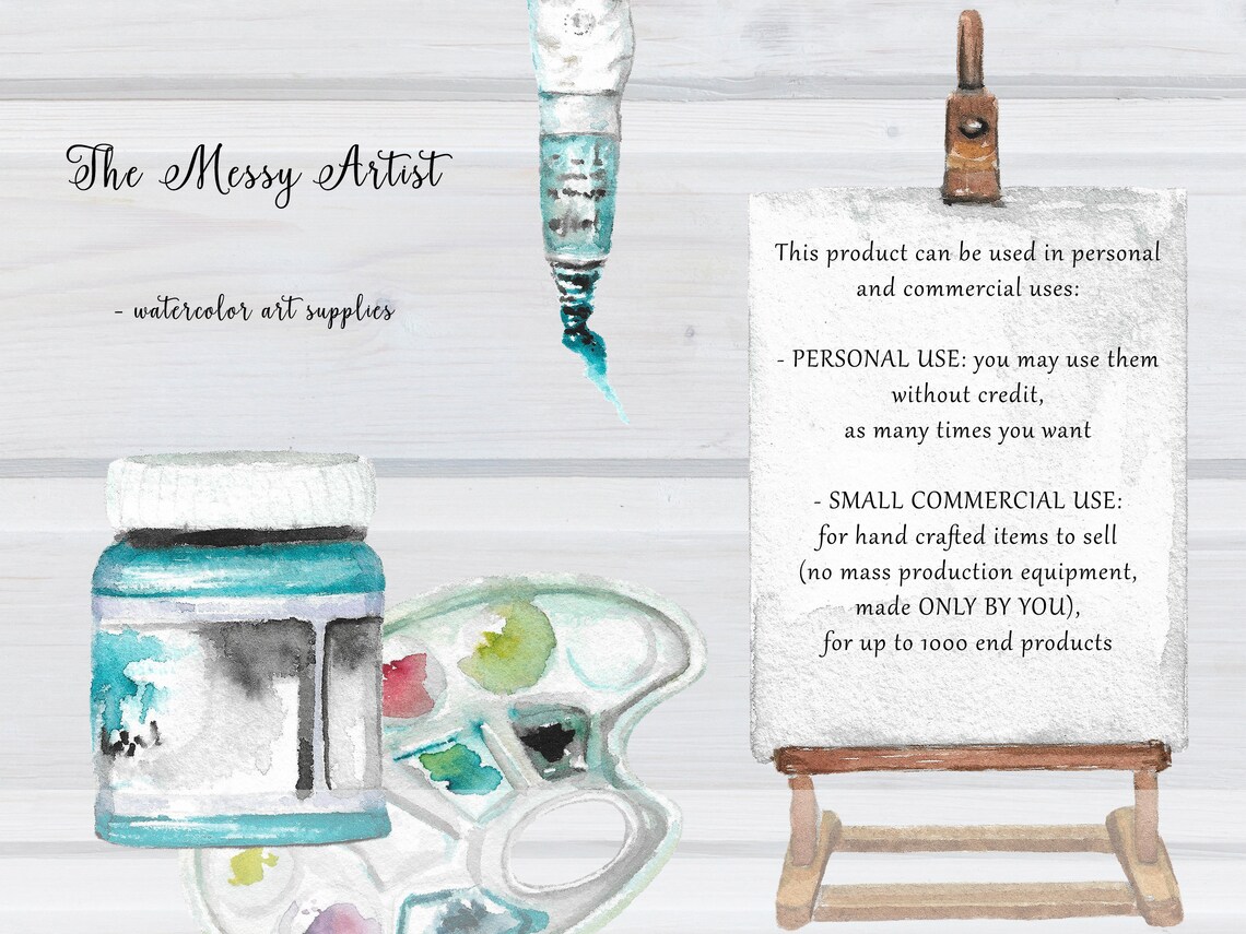 The Messy Artist Watercolor Clipart Artist Clipart Hand - Etsy
