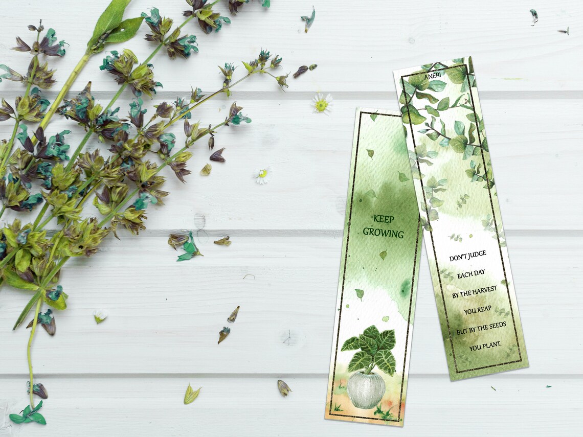 Printable Bookmarks With Watercolor Illustrations Plant Etsy