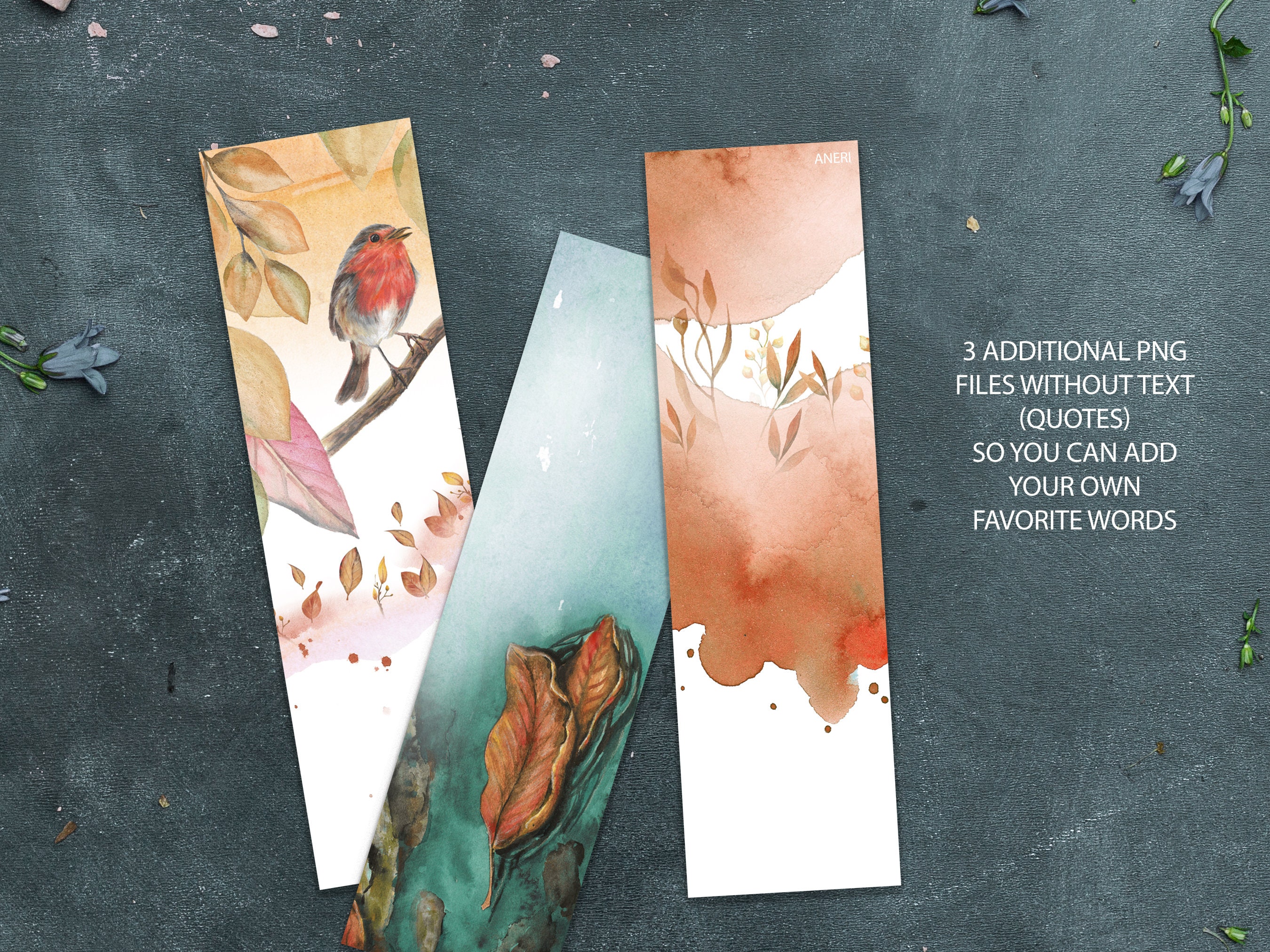Printable Bookmarks With Fall Watercolor Illustrations, Colorful Autumn ...