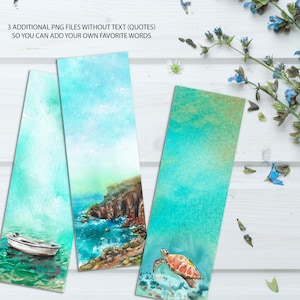 Printable Bookmarks With Watercolor Illustrations, Summer, Sea Bookmark ...