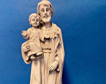 Saint Joseph with Child 8" Stone Finish Statue, New