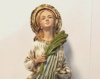 Saint Lucy Hand Painted 8" Statue, New From Colombia L015