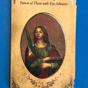 Saint Lucy Novena Prayer Card with Medal, New