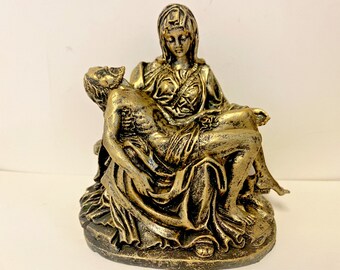 Pieta Bronze Finish Statue, 3,50" New