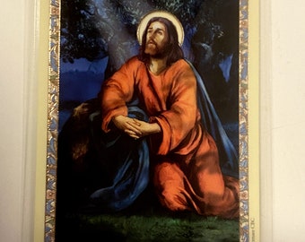 Jesus Christ/"The Power of Prayer " Laminated Prayer Card, New