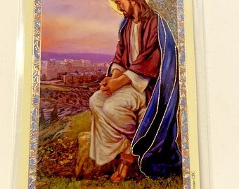 Jesus Christ/"Prayer for Retrear" Llaminated Prayer Card, New
