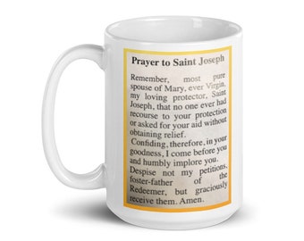 Saint Joseph Coffee Mug with Prayer  - White glossy mug