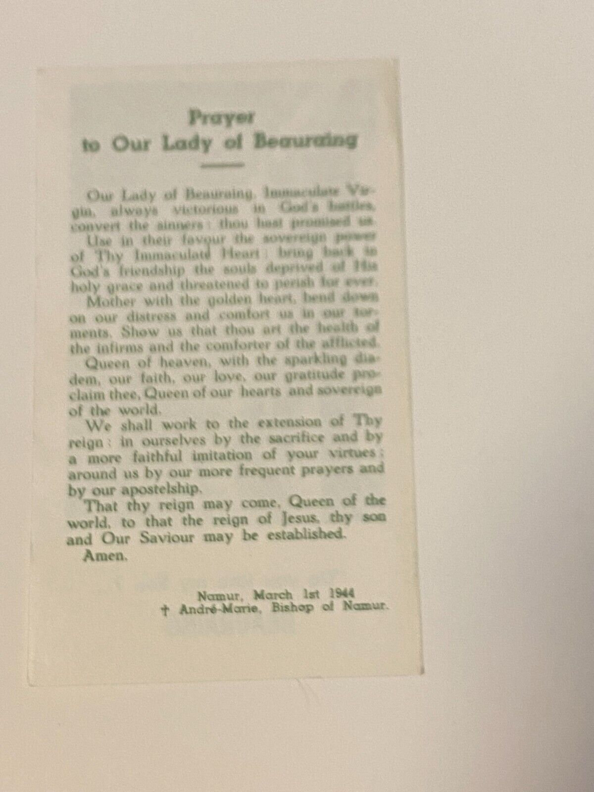 Our Lady of Beauraing Prayer Card From Belgium NEW - Etsy