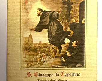 Saint Joseph of Cupertino 3rd Class Relic/ Prayer Card In Italian,New from Italy