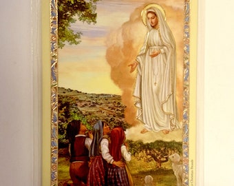 Biglietto di preghiera laminato per la Novena di Nostra Signora di Fatima, nuovo