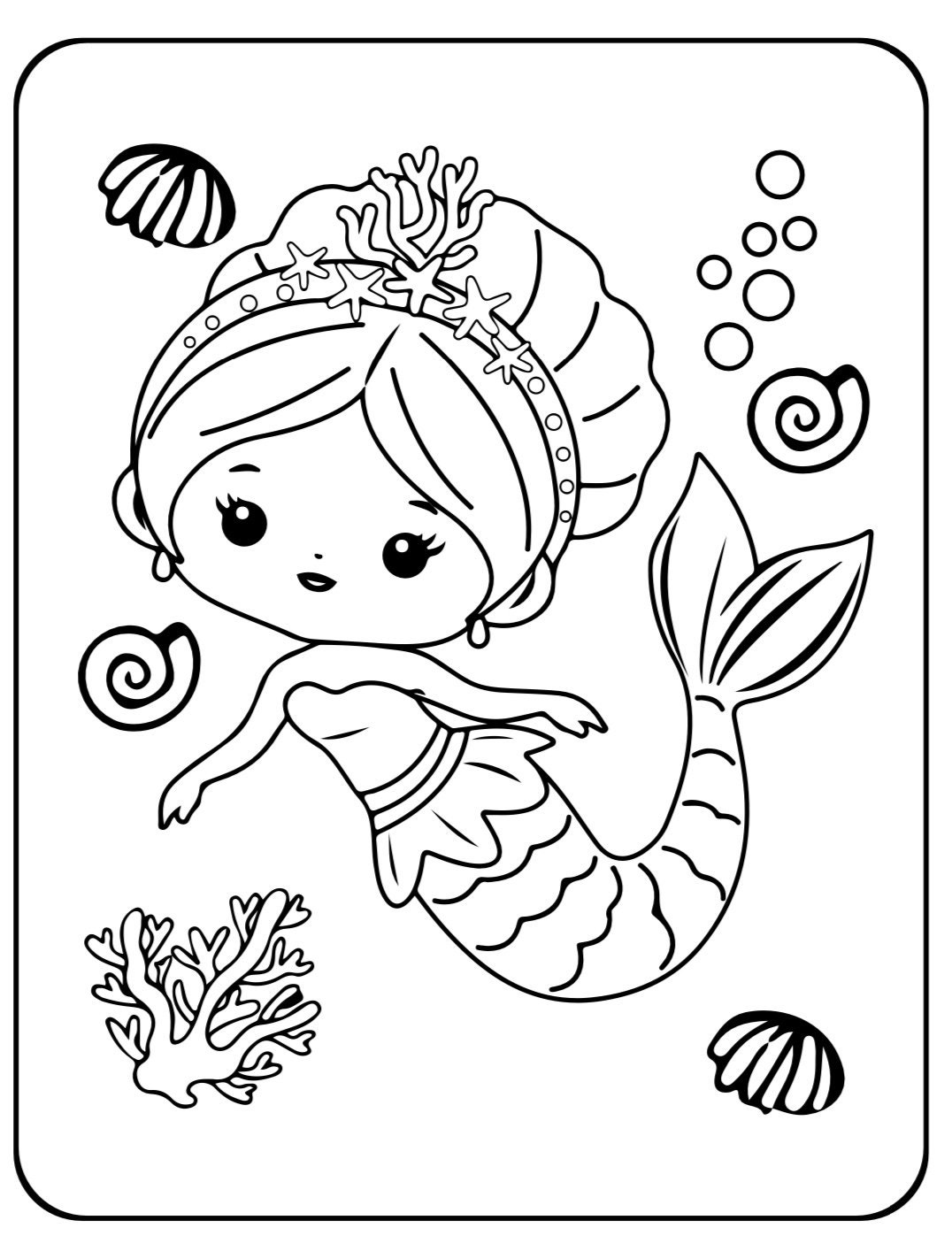 Mermaid Coloring Pages - Etsy