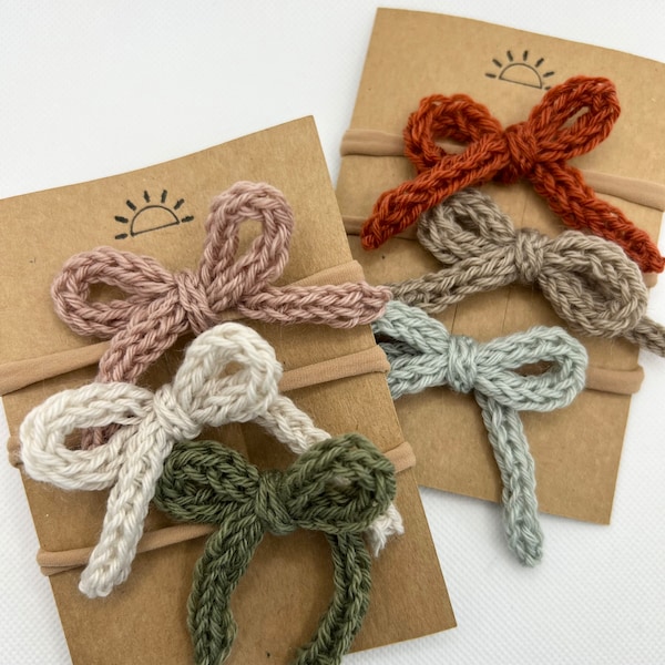 Baby Crochet Bow Headband Bundle | Baby Crochet Bow Clip Bundle