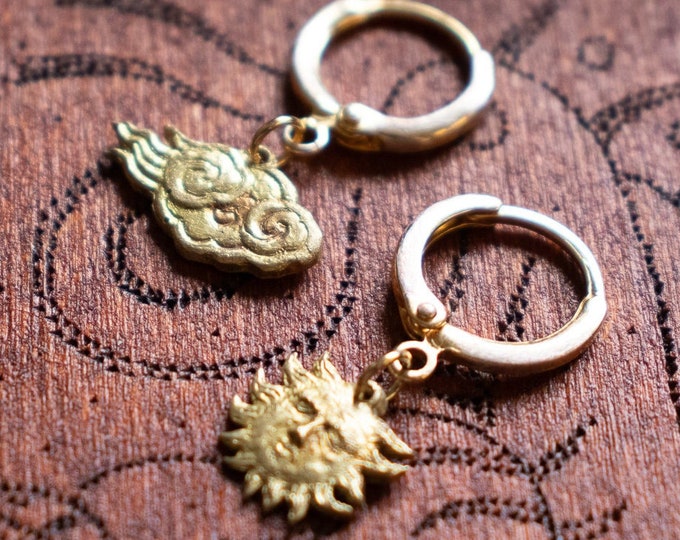 Cloud and Sun Earrings, Orecchini Nuvole e Sole