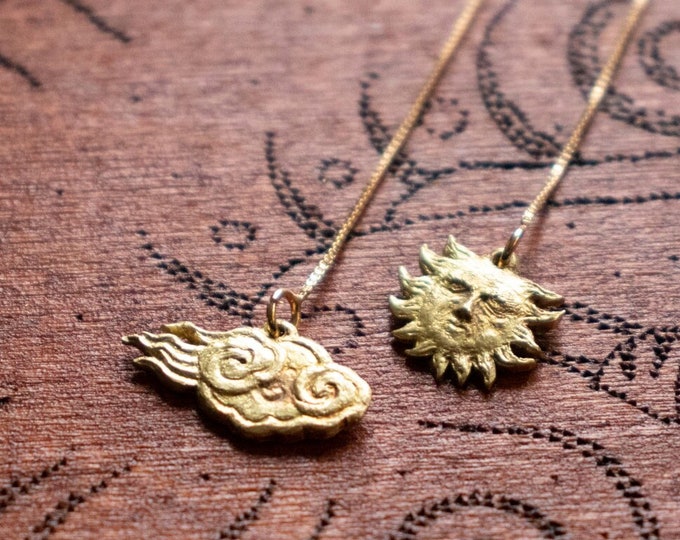 Cloud and Sun Threader Earrings, Orecchini Nuvola e Sole