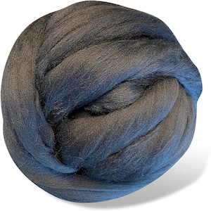 Revolution Fibers Dyed (Raven) Black Merino Wool Roving Top - Premium 21 Micron Roving Wool Top