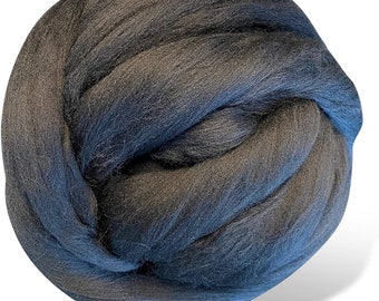 Revolution Fibers Dyed (Raven) Black Merino Wool Roving Top - Premium 21 Micron Roving Wool Top