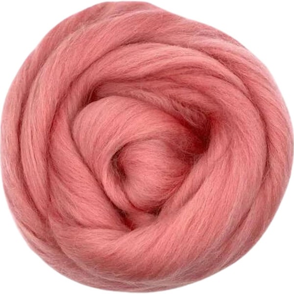 Dyed Corriedale Wool Combed Top - Salmon | 8 Ounce Bundle | Revolution Fibers