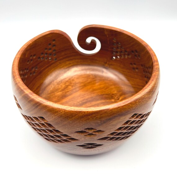 Premium Handcrafted Rosewood Yarn Bowls for Knitting Crochet 