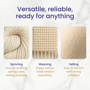 Revolution Fibers | 100% Natural Wool Roving (Approx 1 lb / 16oz) – Corriedale Spinning Wool Top, Premium Core Wool for Felting & Spinning zdjęcie 5