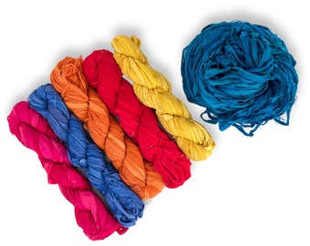 Handmade Recycled Sari Silk Chiffon Ribbon Yarn | Revolution Fibers