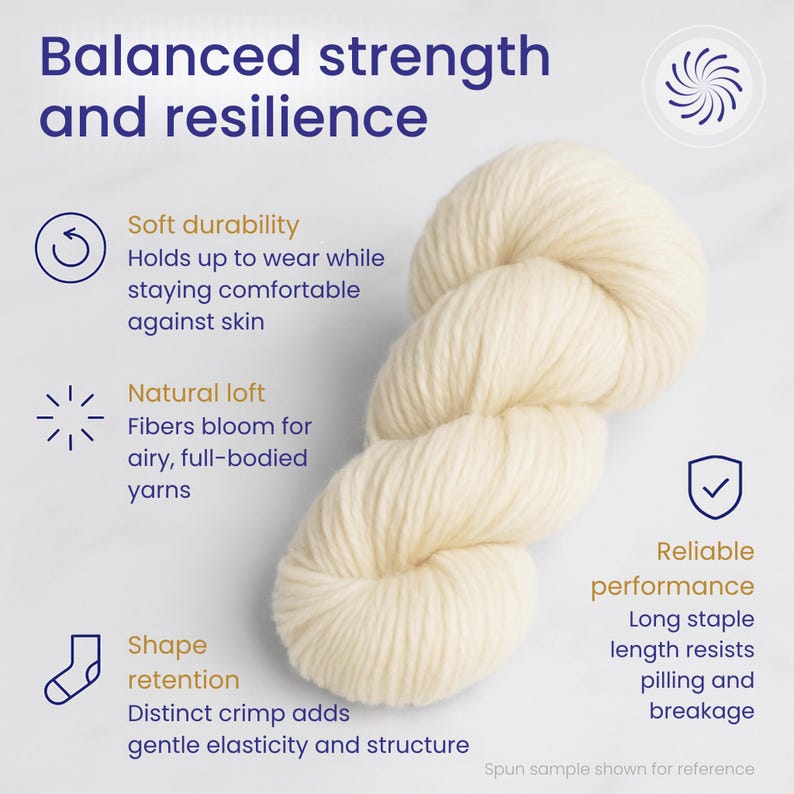 Revolution Fibers | 100% Natural Wool Roving (Approx 1 lb / 16oz) – Corriedale Spinning Wool Top, Premium Core Wool for Felting & Spinning zdjęcie 4