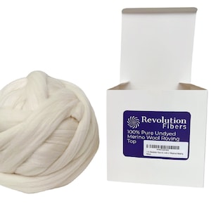 Revolution Fibers (1 lb / 16oz) Merino Wool Roving Yarn - 100% Natural Undyed Soft Wool Roving Perfect for Spinning, Felting & Weaving