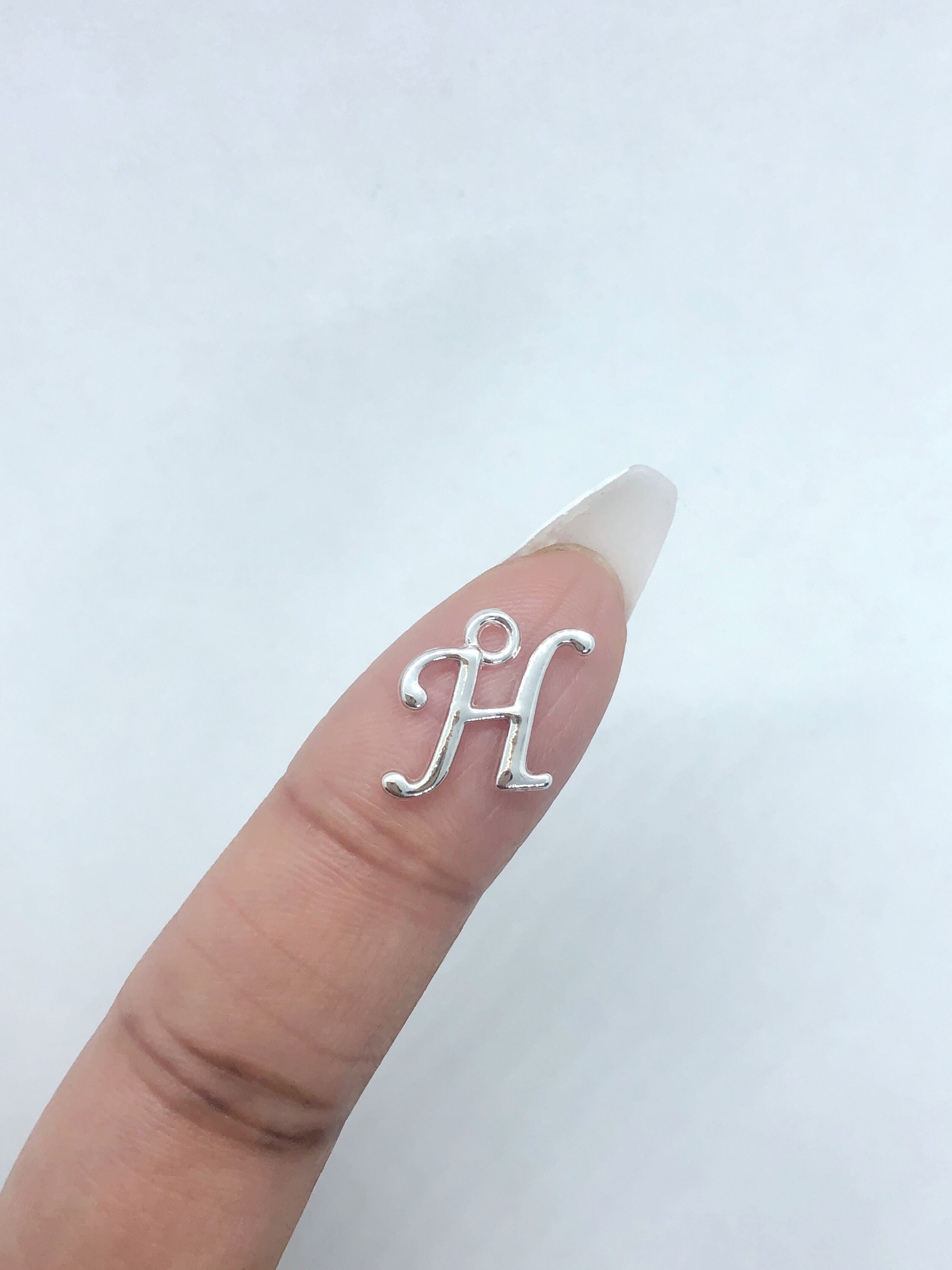1PCS Silver Plated Letter H Charm 12x12mm Necklace Charm Etsy