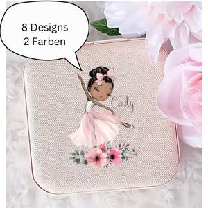 Geschenk Schmuckkästchen Ballerina Blumen Personalisierbar Kind Mädchen Tanzen Taufe Schmuck Juwelier Rosa Weiß