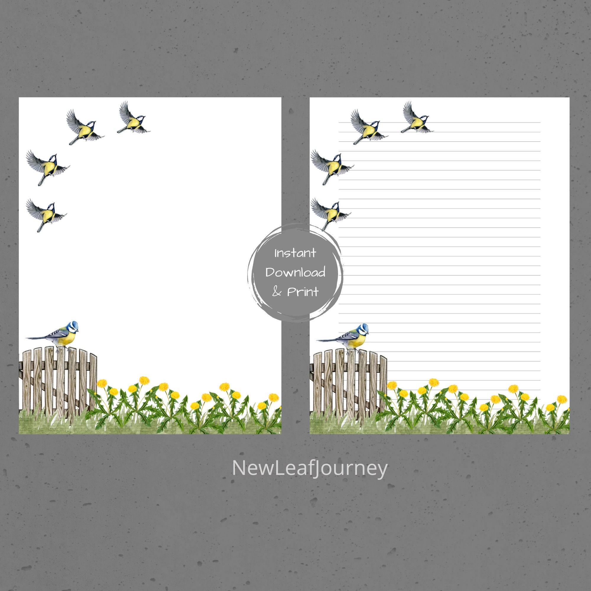 Printable Spring Garden Gate Writing Paper Florals and - Etsy