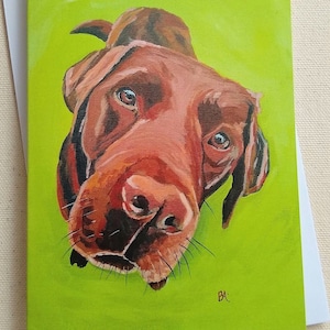 Tarjeta de felicitación Chocolate Labrador Ilustraciones originales de Becky Aymes