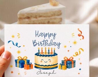 Birthday Card for Uncle Printable, Happy Birthday Dad Card, Instant Download PDF, Floral Birthday Card, DIY Greeting Card