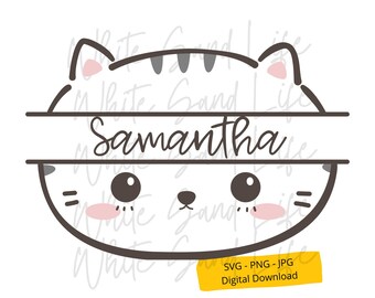 Monogramma di gatto in formato SVG, Mamma gatta personalizzata in formato SVG, Mamma gatta in formato PNG, Clip art per amanti dei gatti, Maglietta con gatto in formato SVG, File SVG digitale per Cricut, File di taglio per Cricut