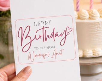 Birthday Card for Aunt Printable, Happy Birthday Aunt Card, Instant Download PDF, Floral Birthday Card, DIY Greeting Card