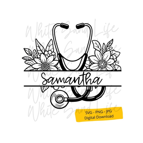 Personalized Stethoscope Monogram Svg, Medical Png, Nurse Svg, Doctor Svg, Cna Svg, Cricut Svg File, Cut File for Cricut, Svg for Cricut