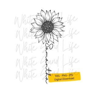 Girasole personalizzato in formato SVG, Girasole in formato PNG, Girasole con nome in formato SVG, File SVG per Cricut, File di taglio per Cricut, File SVG per Cricut