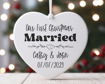 Married Ornament Personalized, Couple Ornament, Engaged Ornament, Newlywed Ornament, First Christmas Ornament, Mr and Mrs,Ornament Christmas