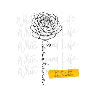 Personalized Rose Svg, Rose Png, Rose with Name Clip Art, Svg Shirt Cricut Svg File, Cut File for Cricut, Svg File for Cricut