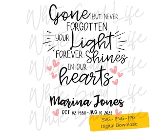Memorial personalizado Svg, Bevearement Svg, Simpathy Clip art, Memorial Quotes Svg, Remembrance Cricut Svg File, Shirt Cut File para Cricut