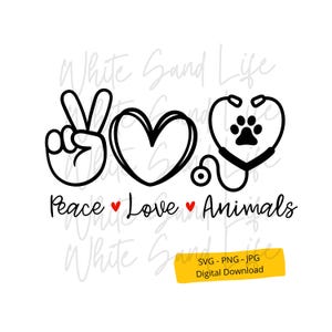 獣医 SVG、獣医昇華デザイン、動物医師デジタルファイル SVG、平和愛獣医 SVG シャツ、クリカット SVG ファイル、装飾 SVG