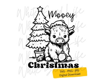 Western Weihnachts-Svg, Highland-Kuh-Svg, Weihnachts-Shirt-Svg, Cowboy-Weihnachts-Svg, Cowboy-Santa Cut-Datei für Cricut, SVG-Datei für Cricut