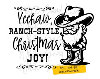 Western Christmas Svg, Cowboy Christmas Svg, Archivos SVG de Navidad para camisa, Santa Svg, Cowboy Santa Cut File para Cricut, Archivo Svg para Cricut