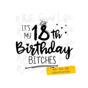 18 cumpleaños Svg para niñas, 18 cumpleaños Png, Cricut Svg File, Cut File for Cricut, Cake Topper Svg File para Cricut, Descarga digital