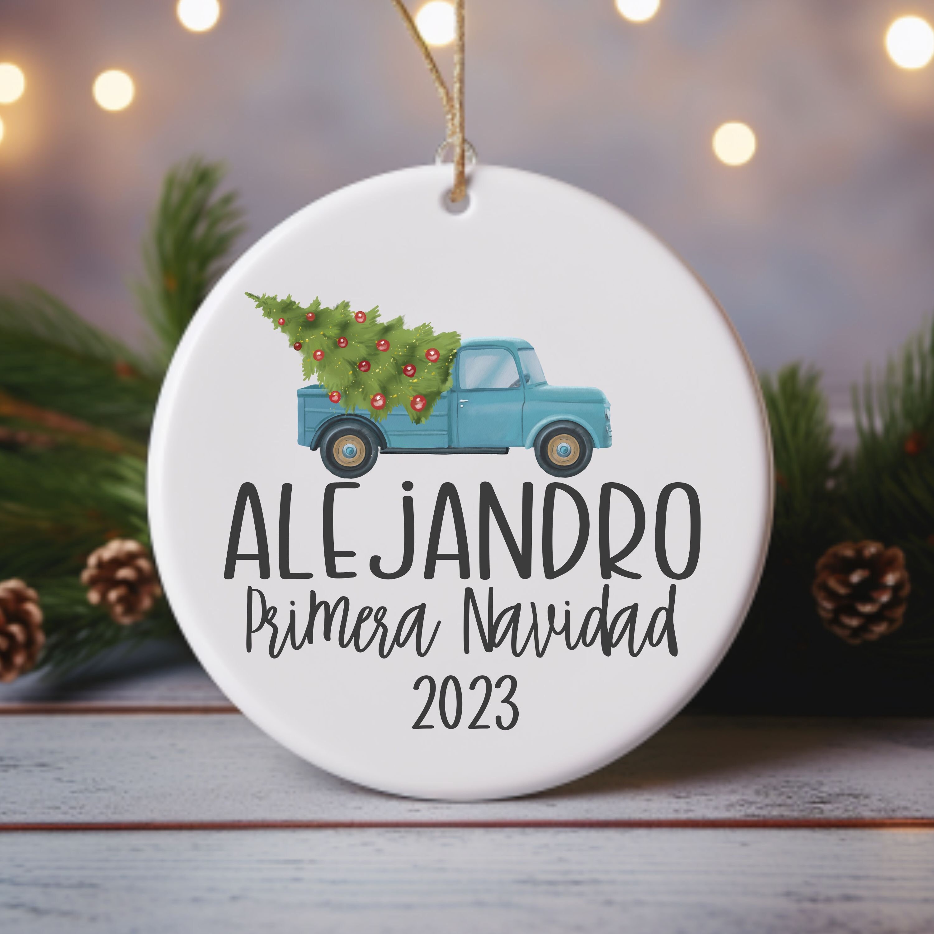 Personalized Baby's First Christmas Ornament in Spanish, Ornament 2023