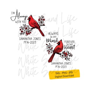 Cardinal personnalisé Svg, Cardinal Memorial Png, Cardinal ornement Svg Bundle, Dans la mémoire aimante Svg, Cricut Svg File, Cut File pour Cricut