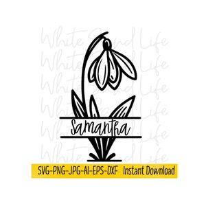 Flor personalizada del mes de nacimiento Svg, flor de nacimiento de enero Png, Monograma de flores Svg, Archivo Cricut de camisa, Archivo de corte de primavera para Cricut