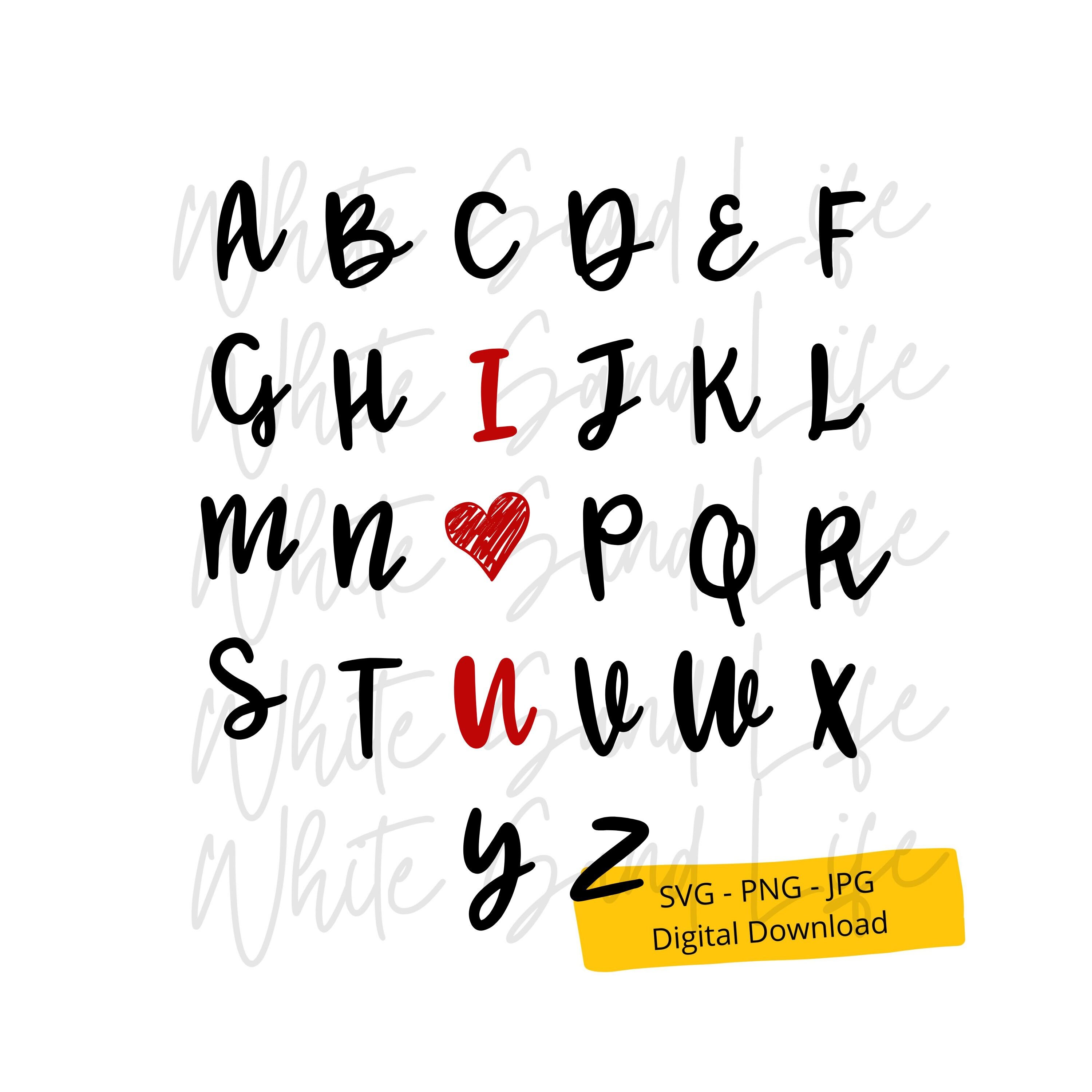 I Love You ABC Svg, Alphabet Png, Valentines Clip Art, Valentine's Day ...