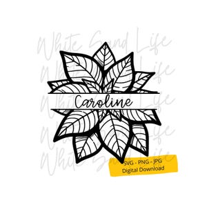 Weihnachtsstern-Monogramm-Svg, Weihnachtsdekorations-Svg, Weihnachtsblumen-Svg, personalisiertes Svg, Winterblumen-Schnitt-Datei für Cricut, SVG für Cricut