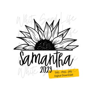 Personalized Sunflower Svg, Sunflower Png, Half Sunflower with Name Svg, Shirt Cricut Svg File, Cut File for Cricut, Svg File for Cricut